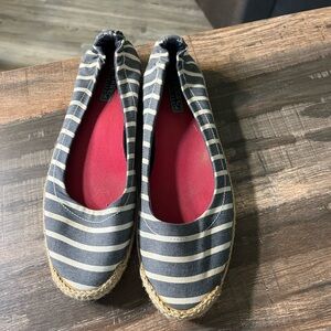 Perry Top-Sider Navy and White Striped Espadrilles